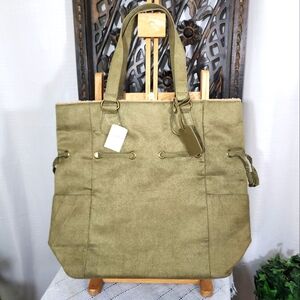 Olive Green  Faux Suede Tote Bag